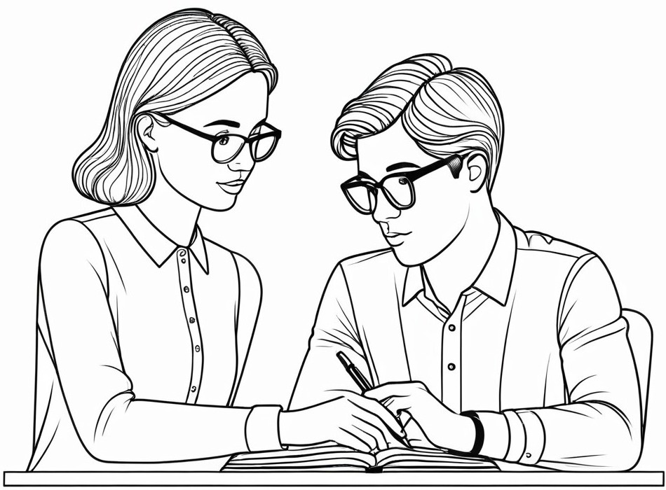 Young people studying